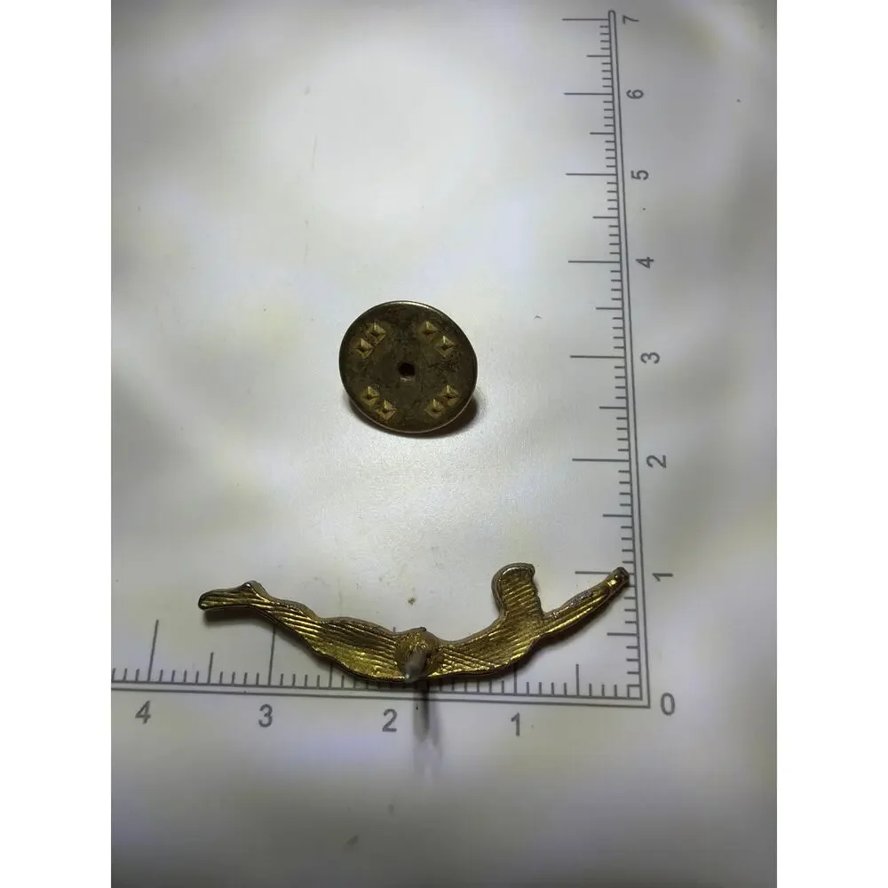 Vintage Gold Tone Swimmer Diver Lapel Pin 3D Swimming Sports Figural Brooch